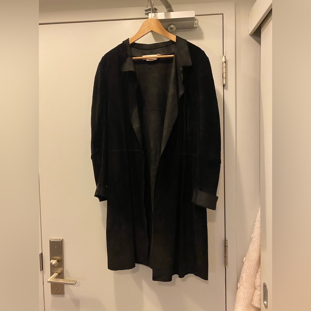 Marni Italy real leather black designer coat - Italy size 42 (US medium)